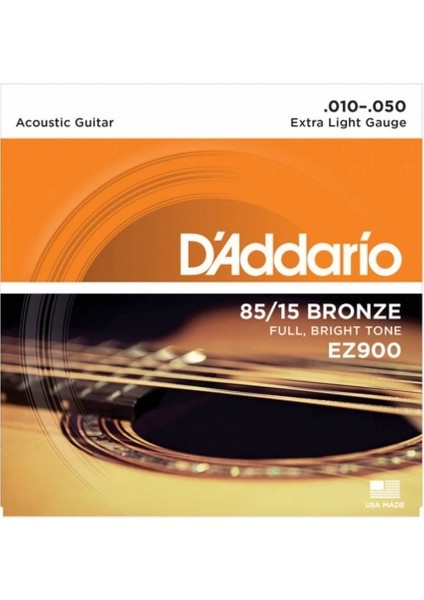 Daddarıo Akustik Gitar Tel Seti 85/15 Bronze Extra Lıght Gauge