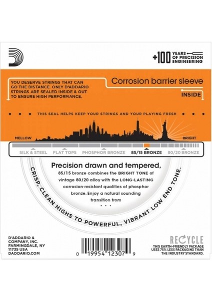 Daddarıo Akustik Gitar Tel Seti 85/15 Bronze Extra Lıght Gauge modelleri