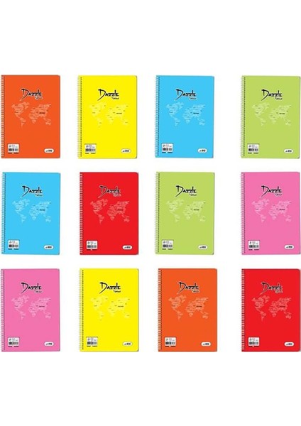 Dazzle Pastel Spiralli Plastik Kapak 144 Yp Çizgili A4 6-Lı