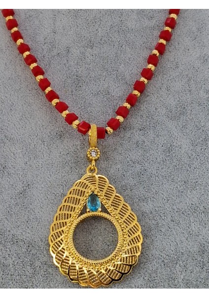 Altın Kaplama Kırmızı Boncuklu Yeni Nesil Çeyreklik Kolye fiyatları
