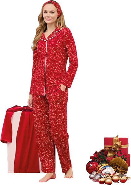 Over Sleep 3255 Kadın Önü Düğmeli Yı Pijama Takımı