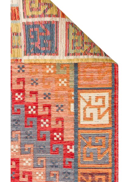 Ürgüp 11 Terra %100 Pamuk ile Üretilen Etnik Desenlere Sahip Yıkanabilir Çift Taraflı Ince Yıkanabilir Kilim modelleri