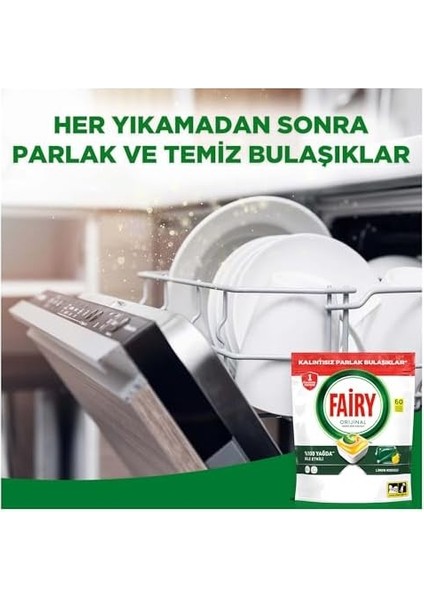 Fairy Hepsi Bir Arada 60 Yıkama Bulaşık Makinesi Deterjanı Kapsülü Limon Kokulu, 60 Tablet modelleri