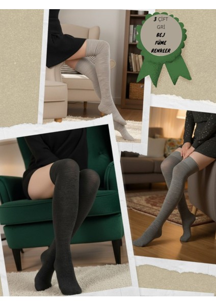 Algitsin OLA Algitsin O L A Bayan Diz Üstü Çorap 3 Lü Set