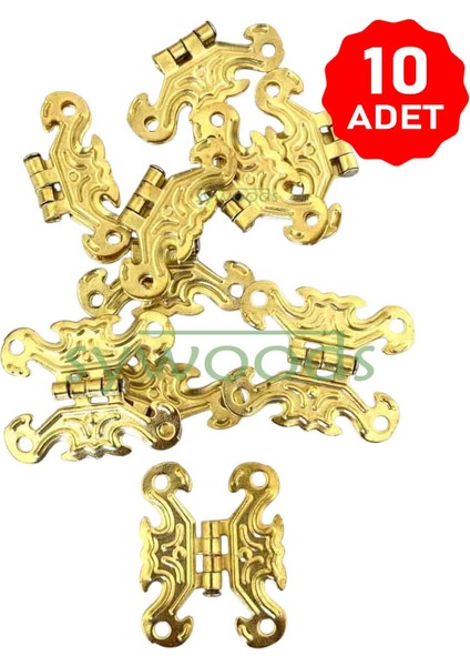 Kelebek Menteşe 10 Adet Sarı 33x40 mm Kutu ve Sandık Menteşesi Hobi Maket modelleri