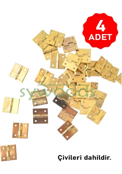 4 Adet 15x15 mm Tavla Menteşe Sarı Kutu ve Sandık Menteşesi Hobi Maket modelleri
