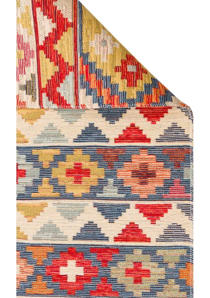 Ürgüp 02 Aqua %100 Pamuk ile Üretilen Etnik Desenlere Sahip Yıkanabilir Çift Taraflı Ince Yıkanabilir Kilim modelleri