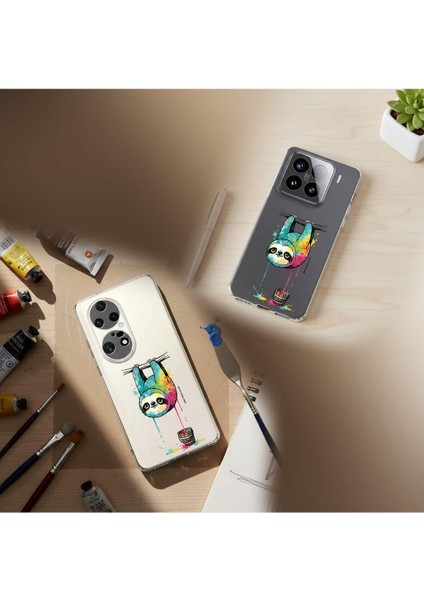 iPhone 11 Pro ile Uyumlu Splash Tembel Hayvan Tasarımlı Slimfit Şeffaf Silikon Kılıf