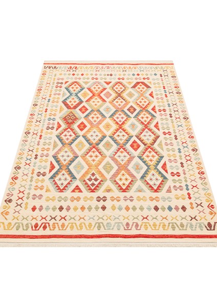 Ürgüp 08 Multy %100 Pamuk ile Üretilen Etnik Desenlere Sahip Yıkanabilir Çift Taraflı Ince Yıkanabilir Kilim