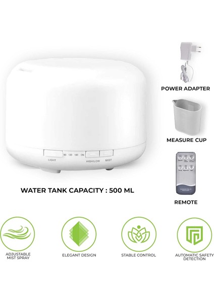 Hava Nemlendirici 500ML Kapasiteli, Rgb 7 LED Işıklı Aromaterapili, Hava Nemlendirici fırsatları