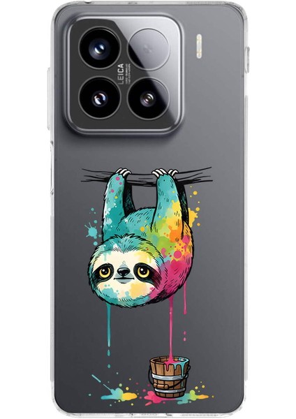 Xiaomi Mi 15 ile Uyumlu Splash Tembel Hayvan Tasarımlı Şeffaf Silikon Kılıf
