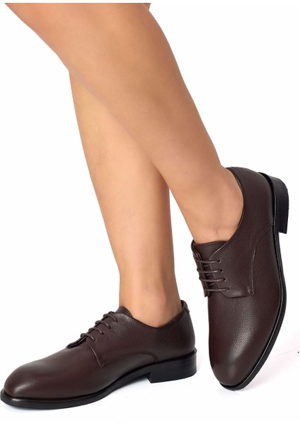Kadın Hakiki Deri El Yapımı Acı Kahve Maskülen Stil Oxford Günlük Ayakkabı modelleri