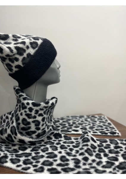 Kadın Leopar Desenli Kışlık Atkı Bere Takımı – Yumuşak Tüylü Akrilik Ikili Set – Sıcak Tutucu fiyatları
