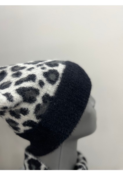 Kadın Leopar Desenli Kışlık Atkı Bere Takımı – Yumuşak Tüylü Akrilik Ikili Set – Sıcak Tutucu modelleri