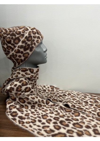 Kadın Leopar Desenli Kışlık Atkı Bere Takımı – Yumuşak Tüylü Akrilik Ikili Set – Sıcak Tutucu fiyatları