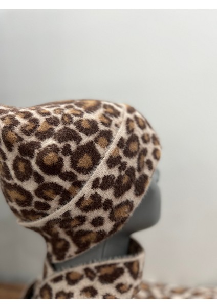 Kadın Leopar Desenli Kışlık Atkı Bere Takımı – Yumuşak Tüylü Akrilik Ikili Set – Sıcak Tutucu fırsatları