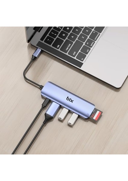 Bix BX09HB Type-C To 2*usb 3.0 4K HDMI Pd 100W Sd ve Micro Sd Kart Okuyucu Çoklayıcı Hub fiyatları