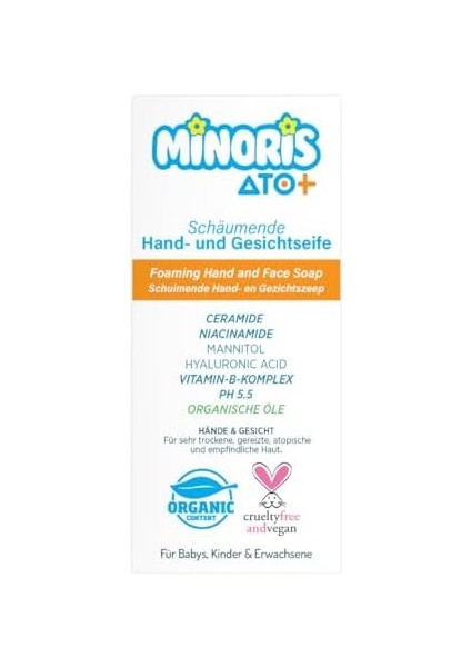 Minoris Ato+ Köpük El ve Yüz Temizleme Sabunu Minoris Ato+ Köpük El Sabunu Hassas, Çok Kuru ve Atopik, Atopiğe Eğilim Gösteren Ciltlere Özel Besleyici, Yeniden Yapılandırıcı, Yoğun Nemlendirici 300 ml modelleri
