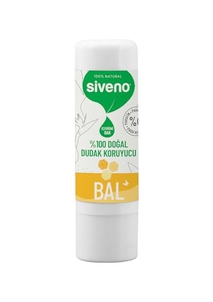 SIVENO%100 Doğal Dudak Koruyucu Bal Bitkisel Lipbalm Dudak Kremi Nemlendirici Parlatıcı Onarıcı 6 G