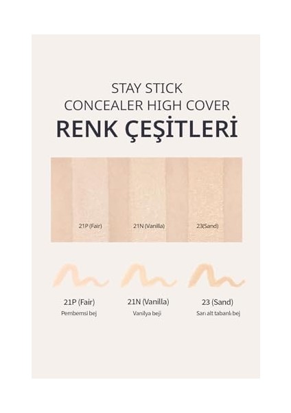 Mıssha Yüksek Kapatıcı ve Uzun Süre Kalıcı Stick Concealer Stay Stick Concealer High Cover 21P (Fair)