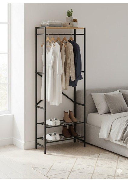 Tridihome Modern Metal Raflı Açık Gardırop Elbise Askılığı Portmanto Ayakkabılık modelleri