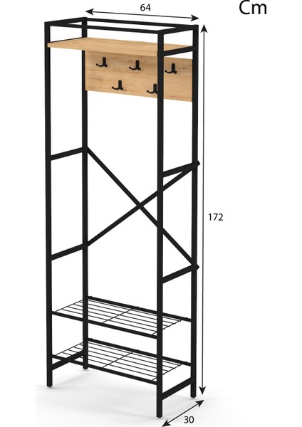 Tridihome Modern Metal Raflı Açık Gardırop Elbise Askılığı Portmanto Ayakkabılık