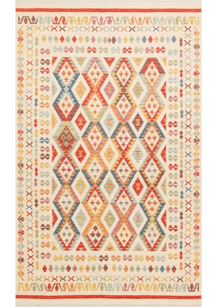Ürgüp 08 Multy %100 Pamuk ile Üretilen Etnik Desenlere Sahip Yıkanabilir Çift Taraflı Ince Yıkanabilir Kilim