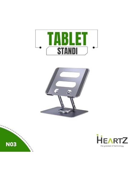 360 Derece Sonsuz Pozisyonda Dönebilen Katlanabilir Metal Alaşımlı Yükseklik ve Açı Ayarlı Kaydırmaz Telefon ve Tablet Standı (Tablet Standı N03) modelleri