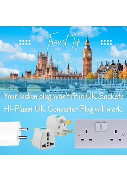 Hadron Tip G Ingiliz Adaptör Fişi, Hindistan, Ingiltere,, Hong Kong, Irlanda, Singapur, Kıbrıs, Hac ve Umre Uyumlu, 2 ve 3 Uçlu Seyahat Fiş Dönüştürücü Priz, Uluslararası Güç Adaptörü modelleri