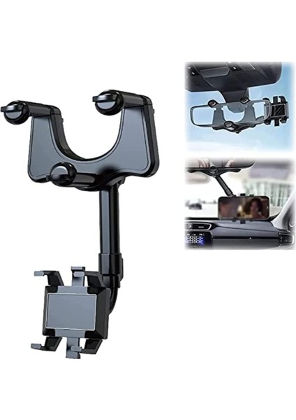 Fay Bless Araç Telefon Tutacağı - Çok Fonksiyonlu Araç Dikiz Aynası Döndürülebilir ve Geri Çekilebilir Telefon Tutucu Evrensel 360 Derece Tüm Cep Telefonları Için (1 Adet)