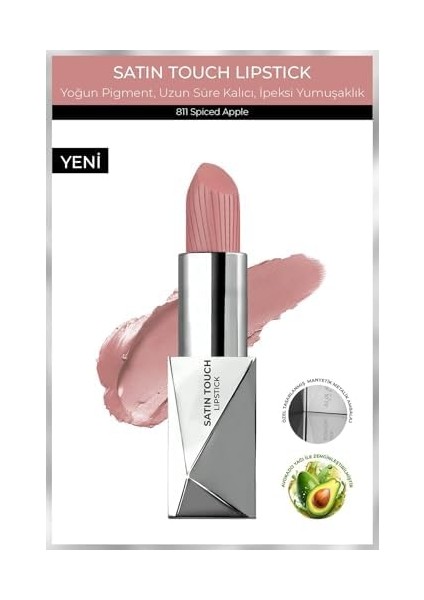 Alix Avien Uzun Süre Kalıcı Nemlendirici Pürüzsüz Etkili Yarı Mat Ruj Satin Touch Lipstick 811 Spiced Apple