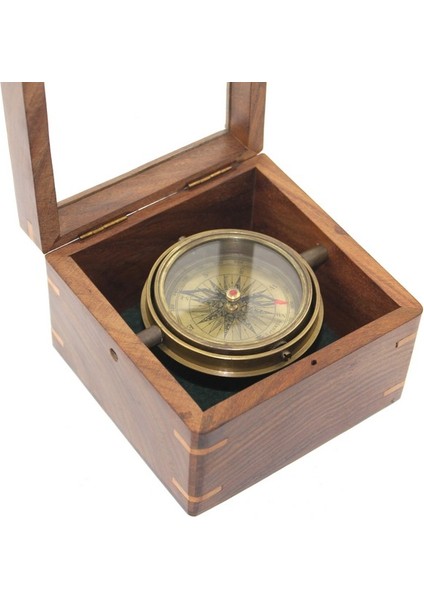 Ahşap Kutulu Pirinç Pusula 14