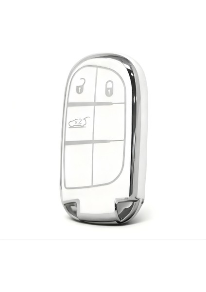 Fiat Egea Cross & 500X Uyumlu Anahtar Kılıfı – Beyaz Gümüş | Jeep Cross Start-Stop Anahtar Koruma Kılıfı