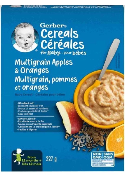 Multigrain Apples And Oranges-Çok Tahıllı-Elma ve Portakallı Kaşık Maması 227 gr 12 Aydan