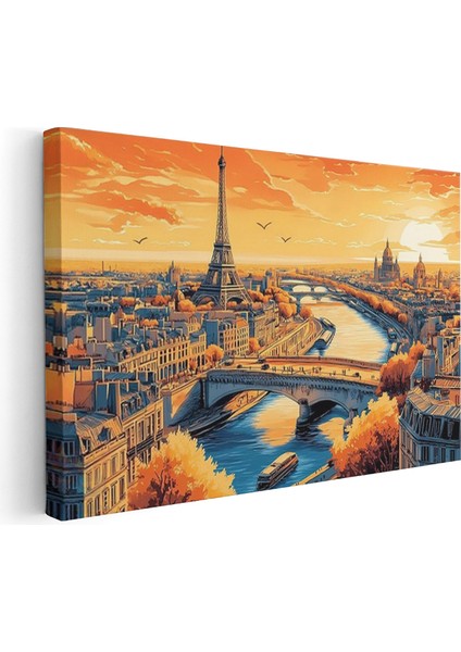 Yatay Kanvas Tablo Kus Bakisi Paris Modern Duvar Tablosu Kanvas Salon Ofis Tablosu
