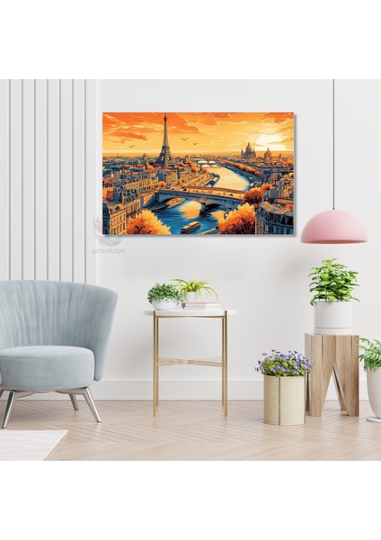 Yatay Kanvas Tablo Kus Bakisi Paris Modern Duvar Tablosu Kanvas Salon Ofis Tablosu modelleri