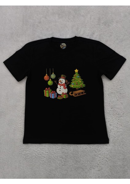 Yılbaşı Temalı Pamuklu Unisex Kısa Kolu Çocuk Eşofman Takımı modelleri