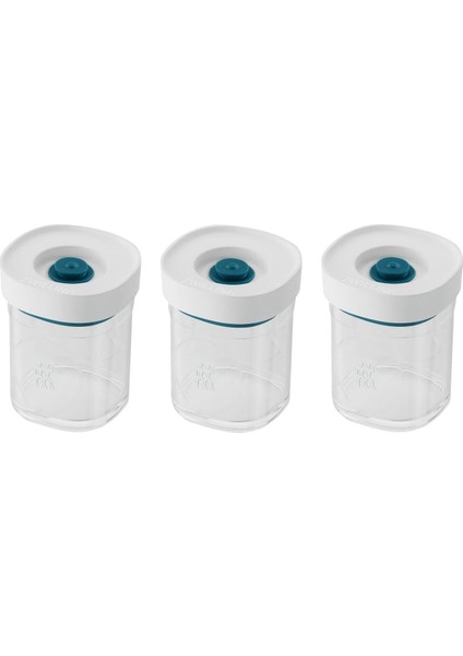 Fresh & Save Cube Vakumlu Saklama Kabı Set, Xs, 3 Parça, Şeffaf Akdeniz Mavisi