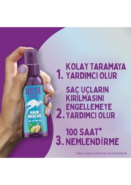 Aussie Sos Hair Rescue All In One 100 Saat Nemli Saçlar Için Saç Yağı 100ML fiyatları