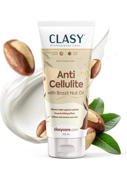 Clasycare Selülite Karşı Mükemmel Koruma - Brezilya Fındığı Yağlı Anti Selülit Kremi | Bacak, Basen ve Kalça Sıkılaştırıcı Krem | Dermatolojik Olarak Test Edilmiştir, 100 ml modelleri