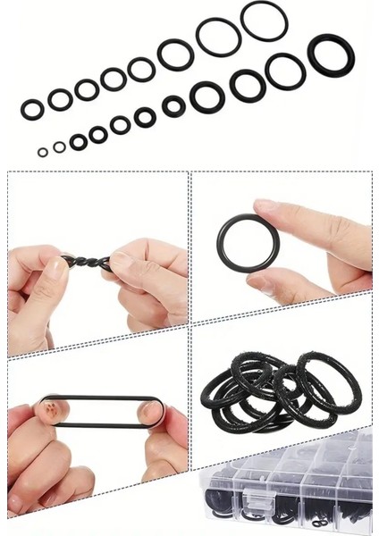 225 Parça Kauçuk Conta Seti ,kendiliğinden Saklama Kutulu O Halkası Seti