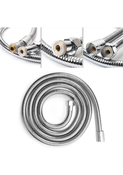 Spiralli Örgülü Duş Hortumu, Duş Hortumu (1,5 Metre) (Krom)