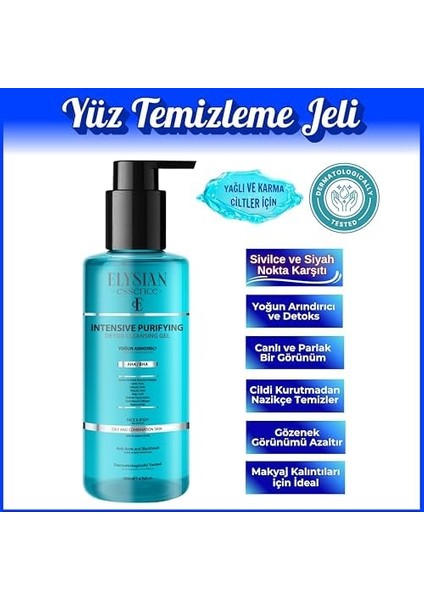 Elysian Essence Yoğun Arındırıcı Detoks Yüz Temizleme Jeli - Sivilce ve Siyah Nokta Karşıtı - Aha Bha - Kojik Asit 200 ml