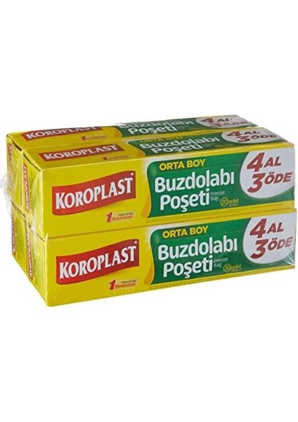 Koroplast Orta Boy Buzdolabı Poşeti 4 Al 3 Öde Ekonomik Paket, Ekonomik Buzdolabı Poşeti Orta Boy 80'li Set, Bpa Içermez, Sızdırmaz Saklama Torbası, Meyve, Sebze Yemek, Gıda Saklama Torbası (4 x 20) fiyatları
