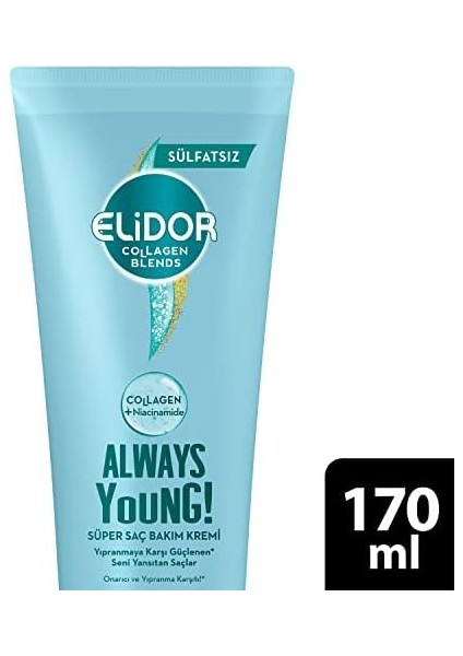 Elidor Collagen Blends Sülfatsız Süper Saç Bakım Kremi Always Young Onarıcı ve Yıpranma Karşıtı 170 ml modelleri
