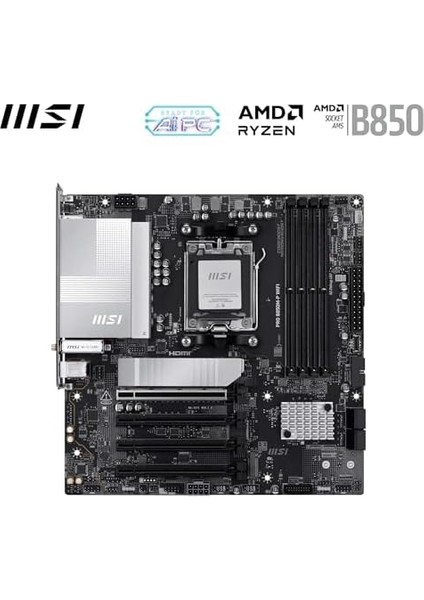 Msı Pro B850M-P Wıfı, Am5 Anakart, Matx Form Faktör, Ddr5 8200MHZ Oc, HDMI Dp, 3x M.2, USB 10GBPS, 5g Lan, Wifi 7 modelleri