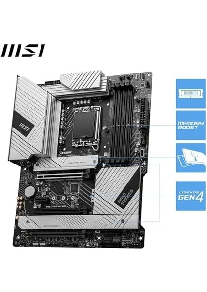 Msı Pro Z790-A Max Wıfı Soket 1700 Ddr5 7800MHZ(OC) Pcı-E Gen5 M.2 Usb3.2 Dp HDMI 1x2.5g Lan Wı-Fı 7 Atx Anakart fiyatları
