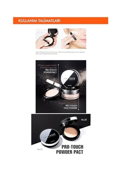 Mıssha Pürüzsüz Görünüm Sağlayan Kompakt Pudra Pro-Touch Powder Pact SPF25 No.23 fiyatları