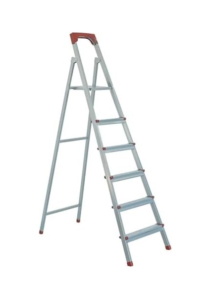 Ev Tipi Profesyonel Profil Merdiven, Basamaklı, Gümüş Gri, 150 kg Taşıma Kapasiteli, Kaymaz Ayaklı, (5+1) fiyatları