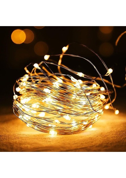 LED Işık 3 Metre (Sarı) Pilli Aydınlatma Şerit LED Saçak Spot Süsleme (1 Adet)